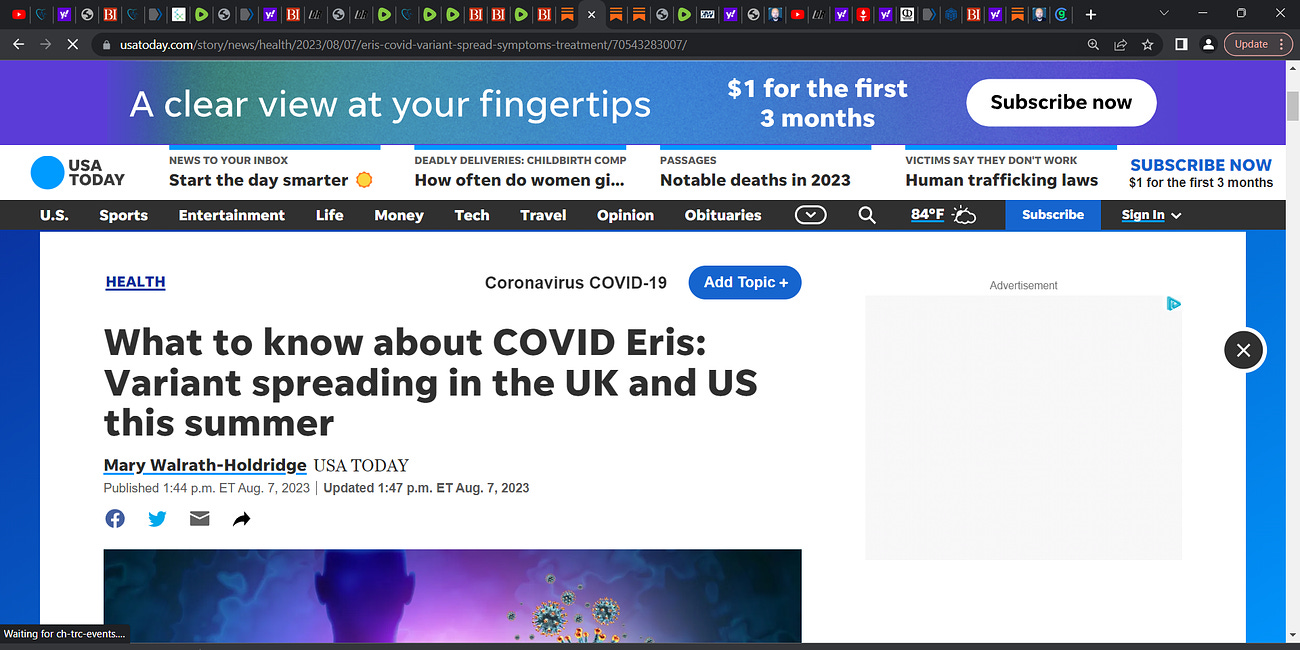 EG.5.1 ("Eris") COVID sub-variant driven to emerge by natural selective pressure (more coming & this is all a blatant lie, effort to mislead, scare you; what to do? Nothing, except protect the elderly