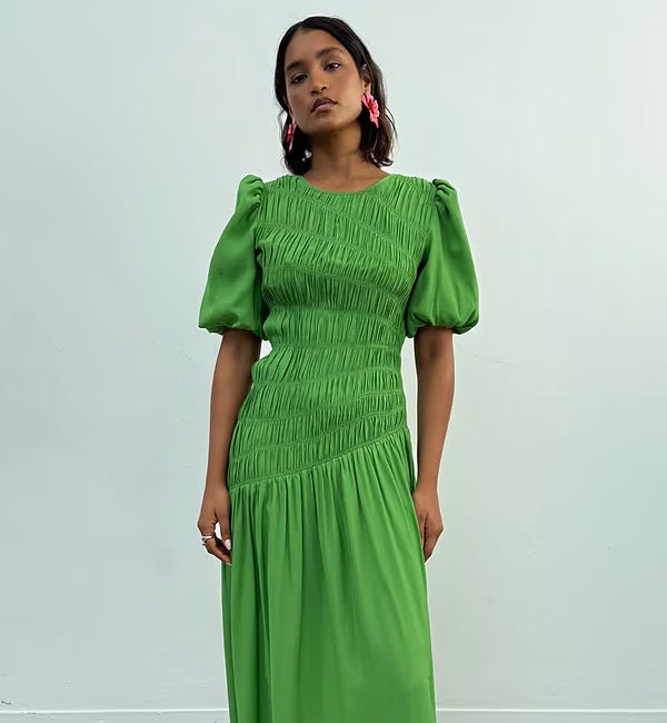 The wedding-guest dress that works while pregnant, postpartum and beyond 