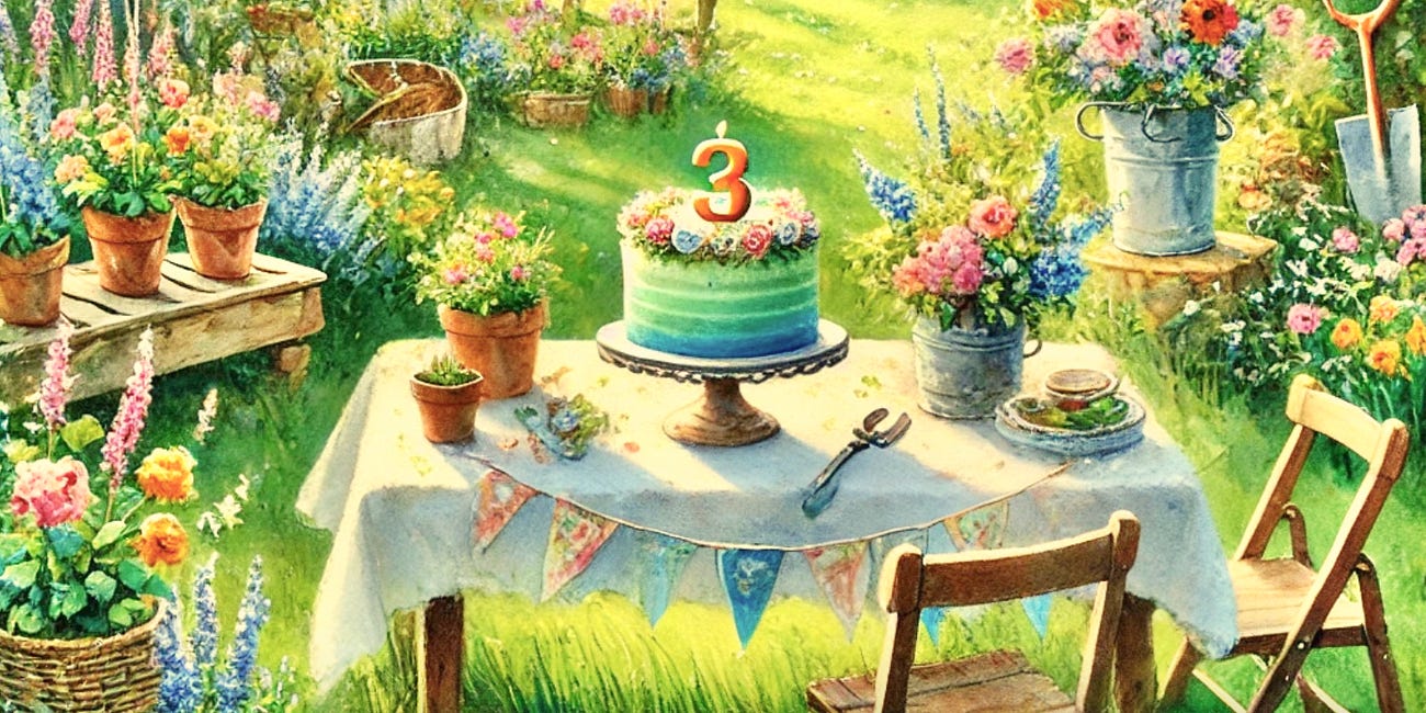 The Gardening Mind is 3 today 🎂
