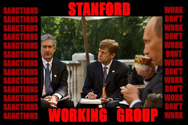 Who is helping putin? Stanford "Experts" Group: Sanzioni che hanno salvato putin e hanno fatto continuare la guerra