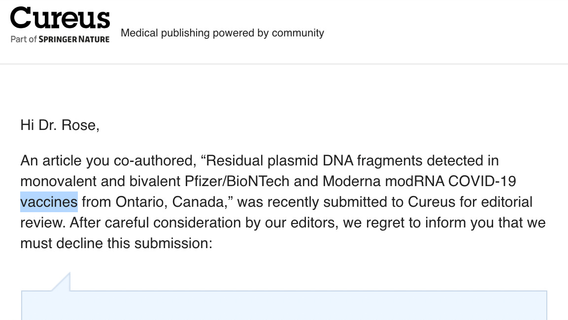 Rejection #4 from Cureus: our DNA paper is getting rejected before it gets a chance to get retracted!