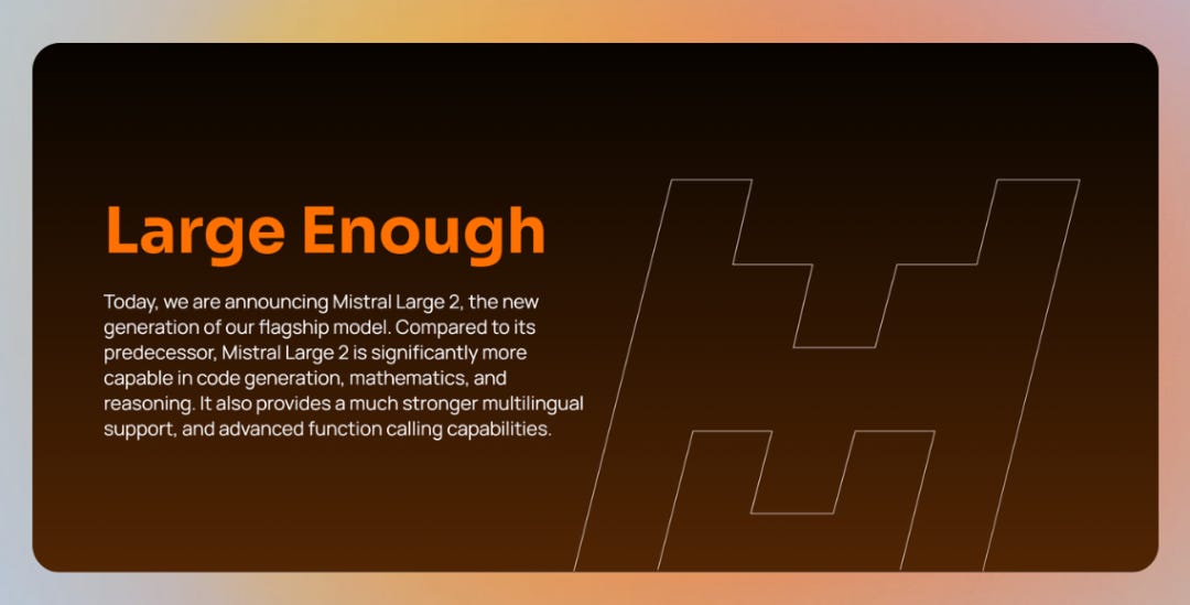 Today's Open Source (2024-07-25): Mistral AI Releases Large 2 with 128k Context