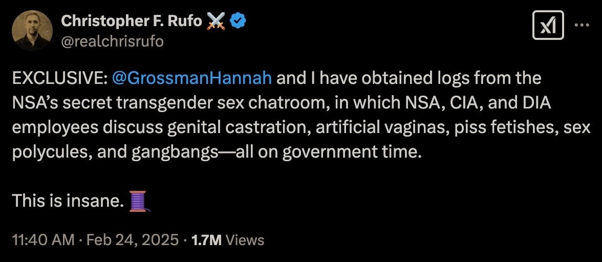 OUTRAGE: In Secret Sex Chatrooms NSA, CIA & DIA Employees Discuss Genital Castration, Artificial Vaginas, Piss Fetishes, Sex Polycules & Gangbangs — All On Government Time