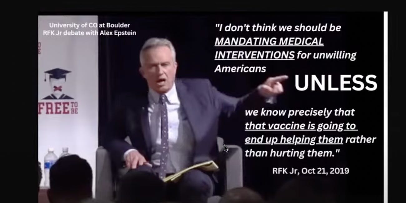 "The Ultimate Arbiter": In 1996, PCR inventor Kary Mullis warned of The Science becoming the ultimate arbiter of our fate. In 2019, "I'm pro-vaccine" Bobby Kennedy, Jr. illustrates the point verbatim.