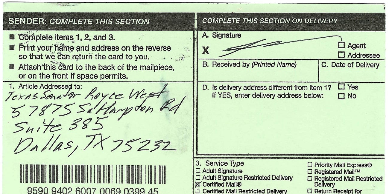 Jan. 3, 2023 letter to Royce West made it clear the issue regarding drag and attacks on Gays