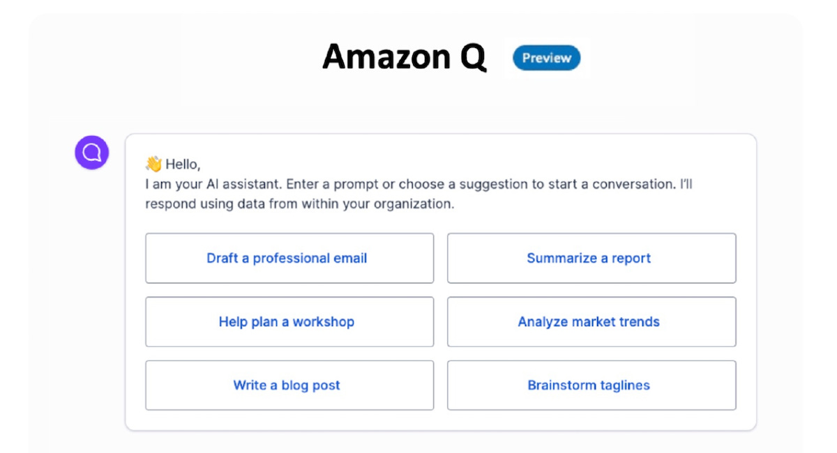 Amazon Q is a Generative AI Copilot for Business Untethered from Enterprise Apps
