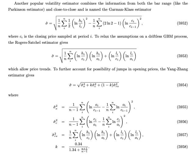 Primer on Volatility Estimators