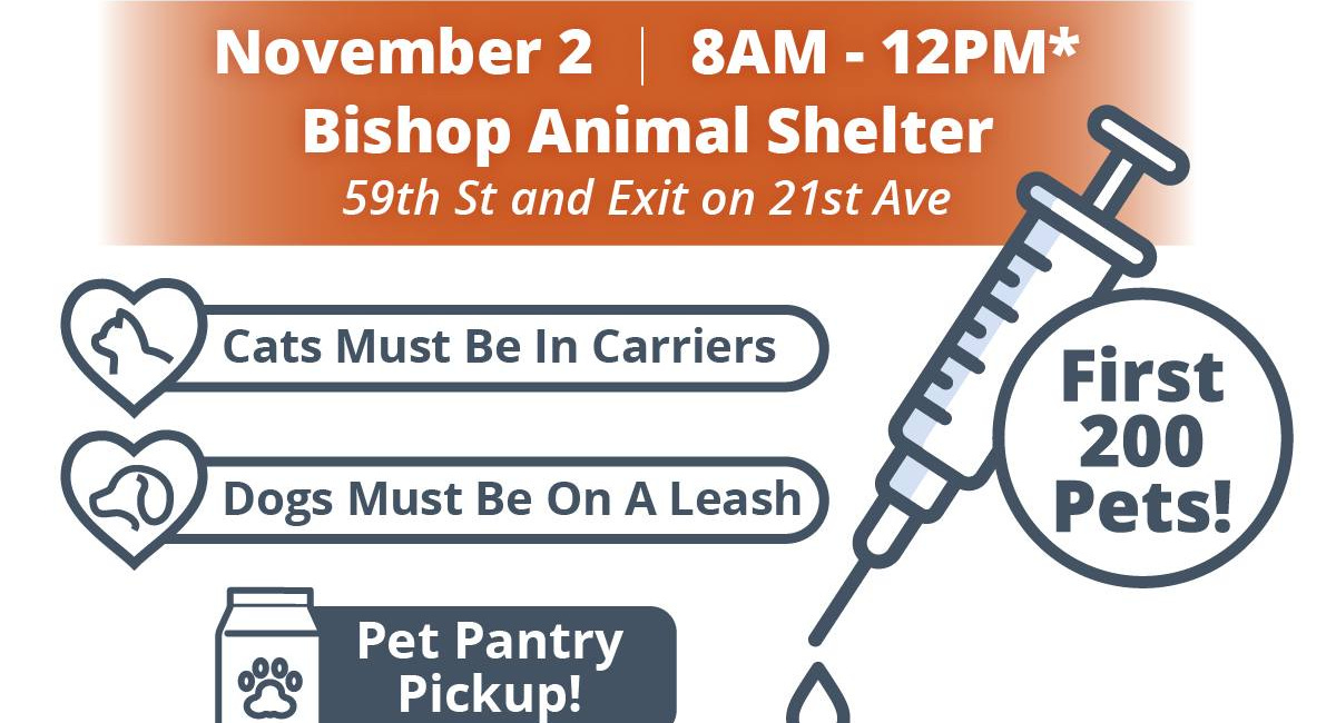 Free Vaccination and Microchipping Event at Bishop Animal Shelter for Local Pet