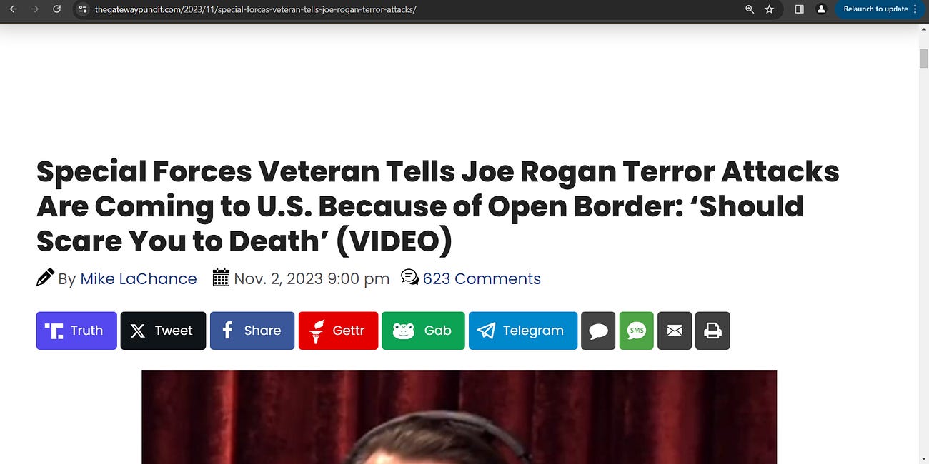'Special Forces Veteran Tells Joe Rogan Terror Islamic jihadist Attacks Are Coming to U.S. Because of Open Border: ‘Should Scare You to Death’'; Tim Kennedy makes valid points & I join him, Obama & 