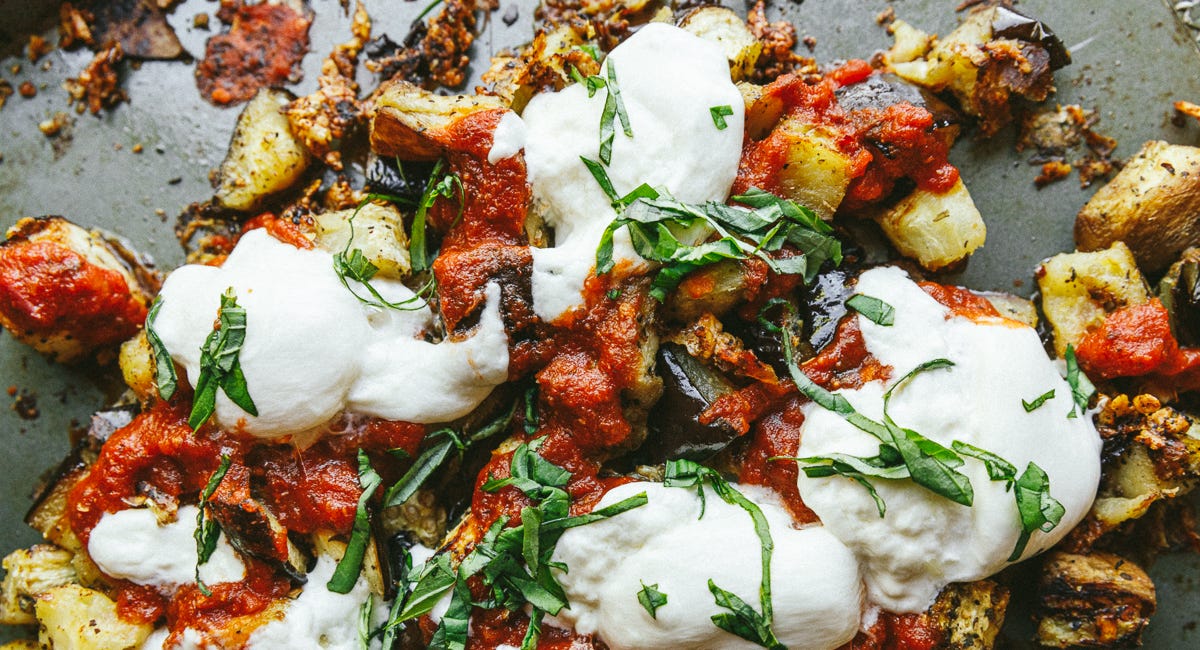 A low-carb, sheet pan eggplant Parmesan 
