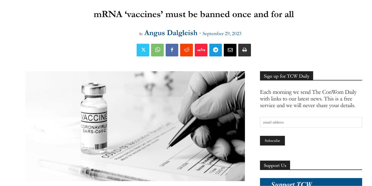 Professor Dalgleish: "mRNA ‘vaccines’ must be banned once and for all"
