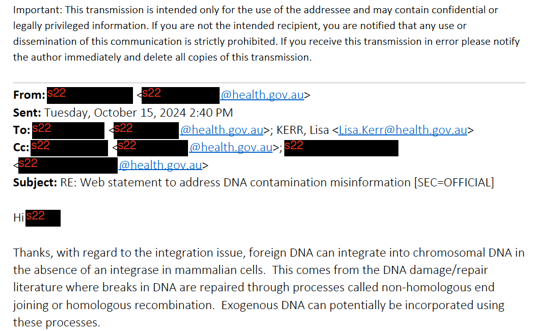 Integrase - the word TGA Public Servants Agonized over and Hid from Public View 