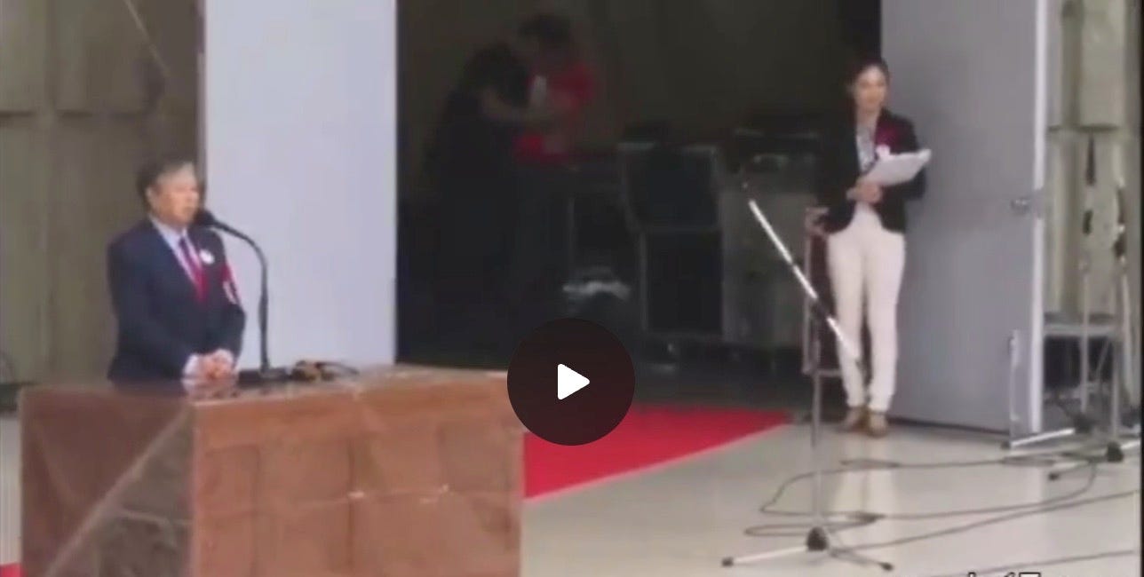 Japan's Former Minister for Internal Affairs and Communications Apologizes During Today's Massive Protest Against the WHO