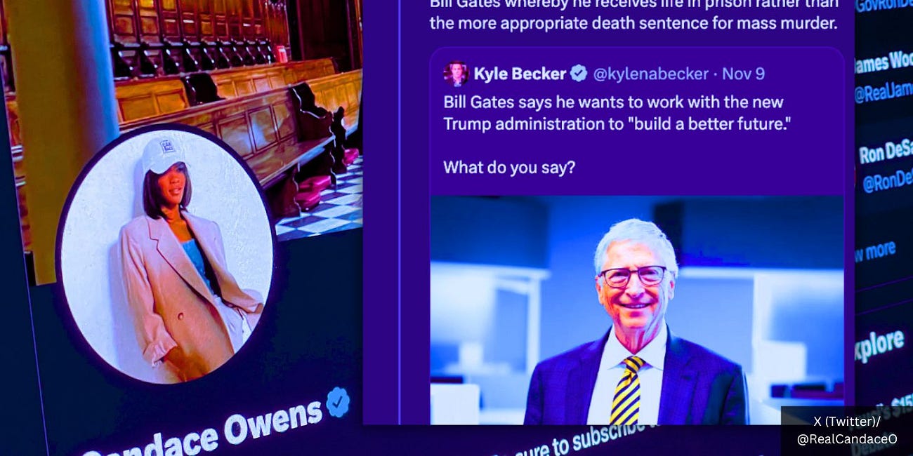 Bill Gates Should Receive 'Life in Prison Rather Than the More Appropriate Death Sentence for Mass Murder,' Says Candace Owens