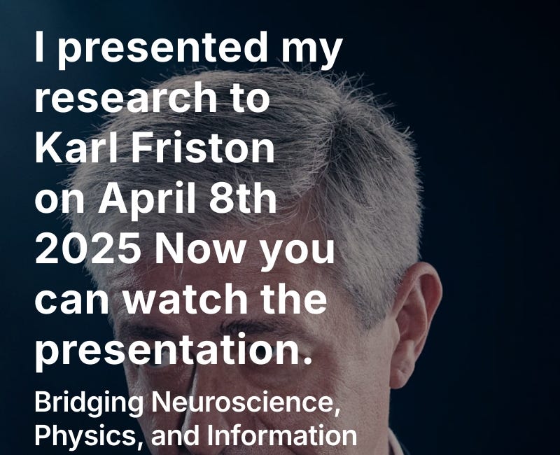 I presented my research to Karl Friston on April 8th 2025. Now you can watch the presentation.