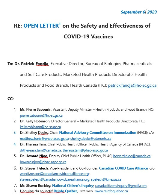 Open Letter on the Safety and Effectiveness of the COVID-19 Vaccines 