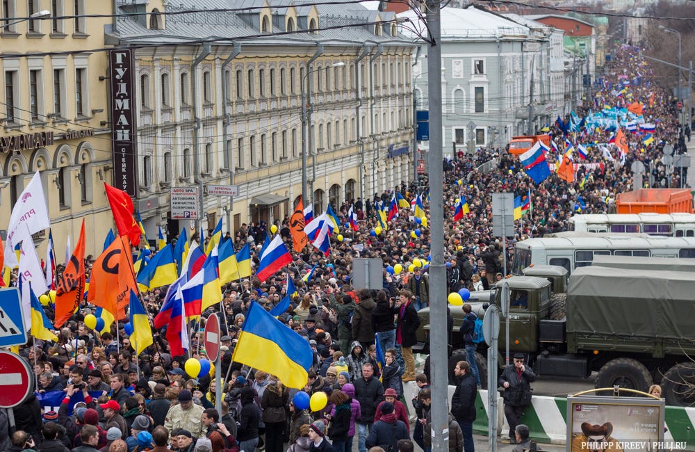 L'opposizione russa: Marzo 2014 - proteste in diverse città contro l'invasione militare in Ucraina 