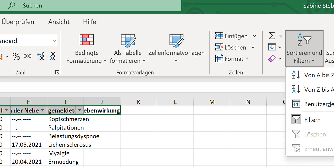 PEI Nebenwirkungsdaten mit Chargennummern