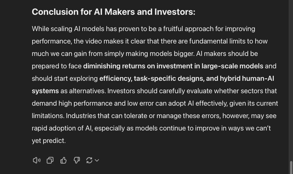 GPT-4o: No matter how big you make an AI model or how much data you give it, there's a limit to how good it can get, and we're not entirely sure why this happens yet. 