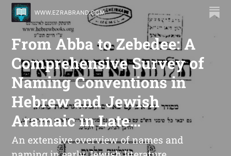 “Appropriate Names”: The Interplay of Aptronyms, Pseudonyms, and Epithets in the Talmud