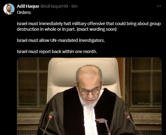 [Breaking] Vote 13 vs 2, ICJ Orders Israel to Stop Genocidal War. Problem: Will Israel and US abide the law [?] Ultra Zionist Smotrich Immediately Say NO