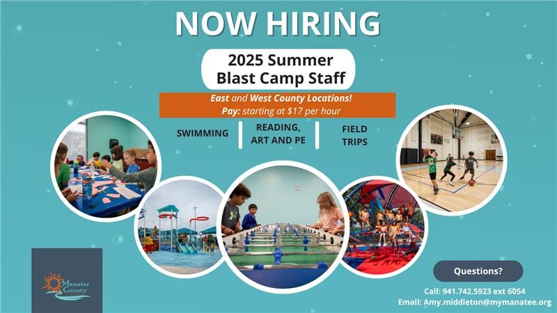 Manatee County Launches Hiring for Summer Blast Camps Counselors and Supervisors