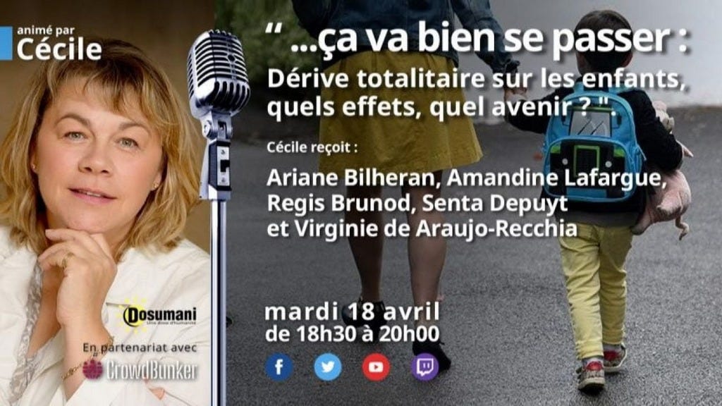 18.04.23 "La dérive totalitaire sur les enfants", Live animé par Cécile avant le colloque du 13 mai...ENCORE et ENCORE LA CENSURE! 