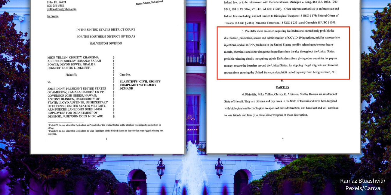 Biden Admin Accused of ‘Murder,’ ‘Treason,’ ‘Genocide,’ and Use of ‘Weapons of Mass Destruction’ with COVID-19 Shots, 5G, Chemtrails, Mosquitos: Texas Lawsuit