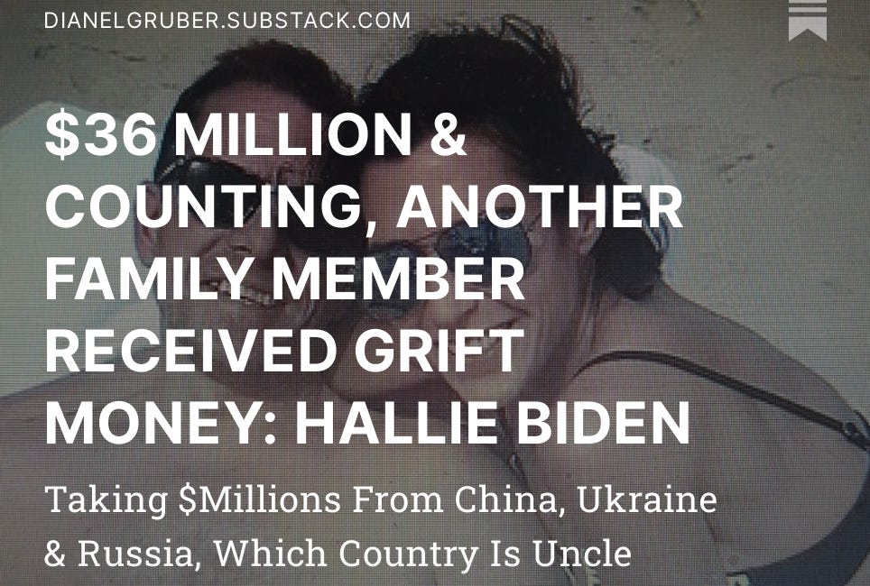 $36 MILLION & COUNTING, ANOTHER FAMILY MEMBER RECEIVED GRIFT MONEY: HALLIE BIDEN