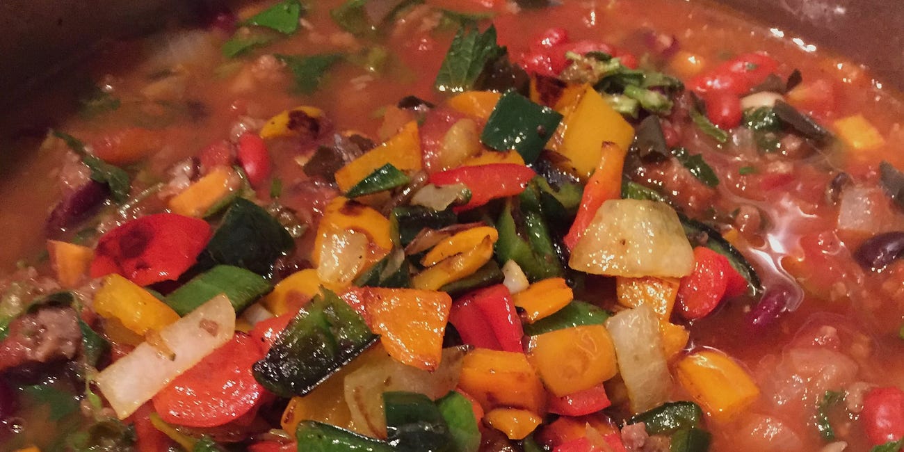 Five Bean Spring Chili with Ramps, Nettles and Sautéed Morels