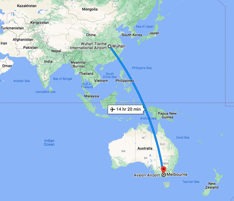 First detected Covid19 case arrived in Melbourne from Wuhan on 19 January 2020 
