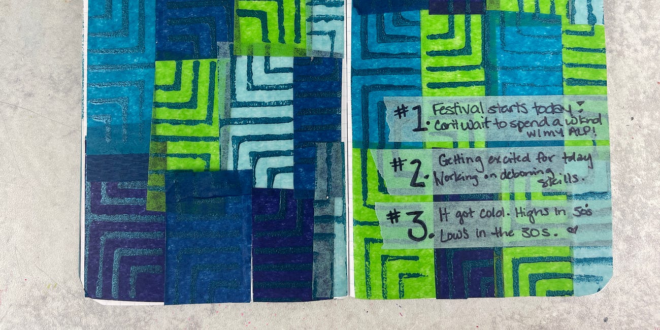 Tissue Paper + Foam Stamps + Paint = Collage