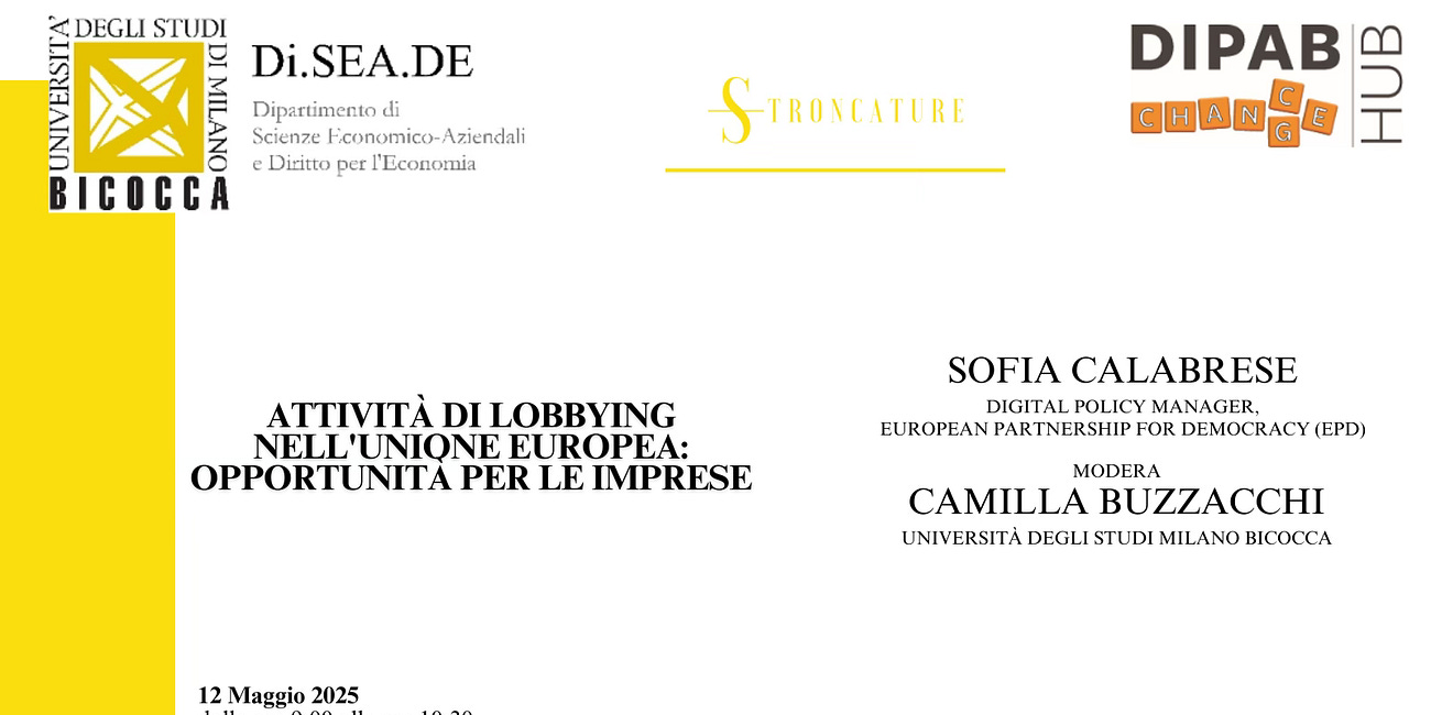  "Attività di lobbying nell'Unione europea: opportunità per le imprese"