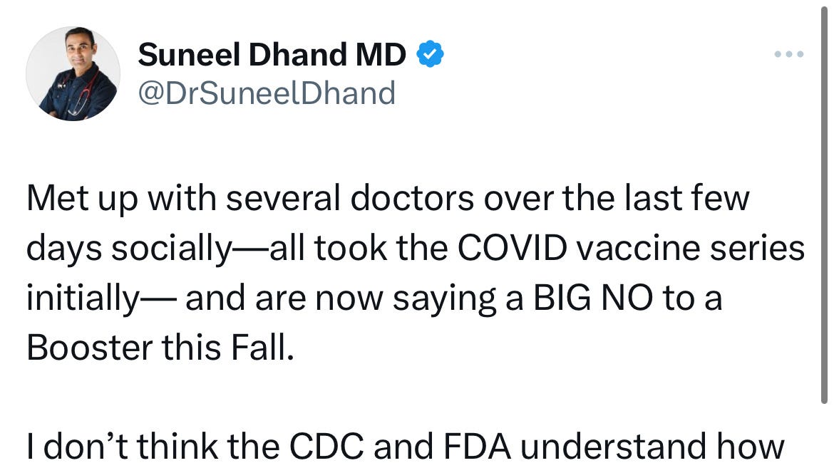 Dr. Suneel Dhand, MD, issues an ominous warning to Biden et al. & the CDC, NIH, FDA, PHAC etc as to boosters, no doctor will take it; why? they were harmed & many suffered & died, Canada, US, UK etc. 