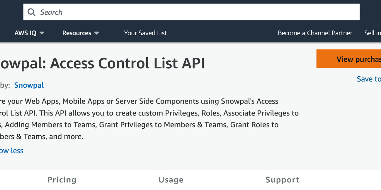 Snowpal: Access Control List API (SaaS and License)