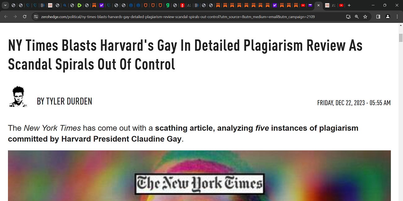 NY Times? What? 'NY Times Blasts Harvard's Gay (President) In Detailed Plagiarism Review As Scandal Spirals Out Of Control'; if NY Times on the hunt for Gay's removal, then it's over for Gay; time to 