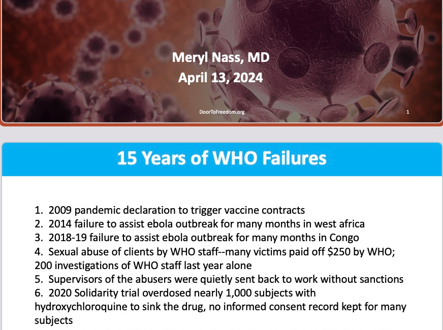 Slides from my webinar tonight on how the WHO intends to proliferate biological weapons