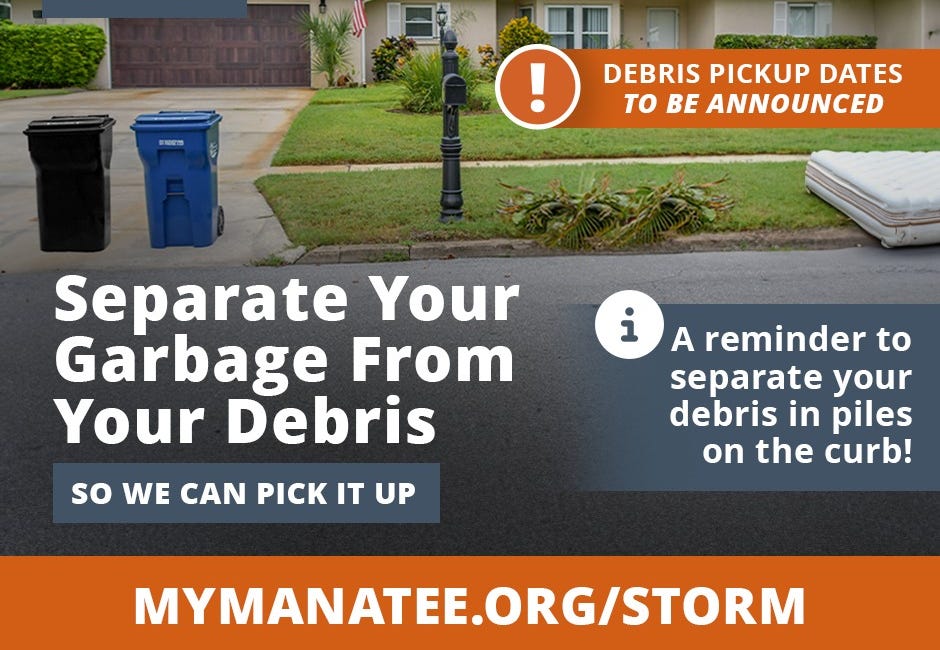 Manatee County Urges Residents to Separate Garbage and Storm Debris for Pickup 
