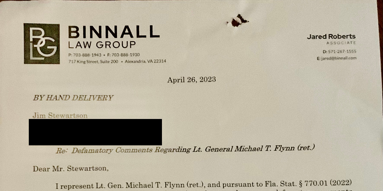 “Bad Move”: Mike Flynn Threatens to Sue Me