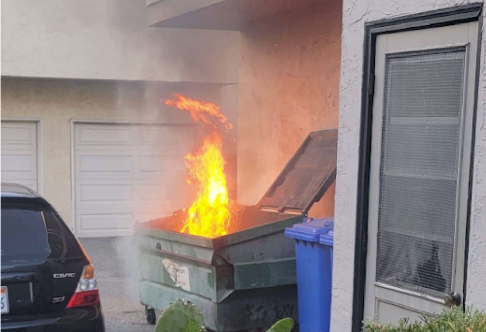 Memorial Day Dumpster Fire, Literally