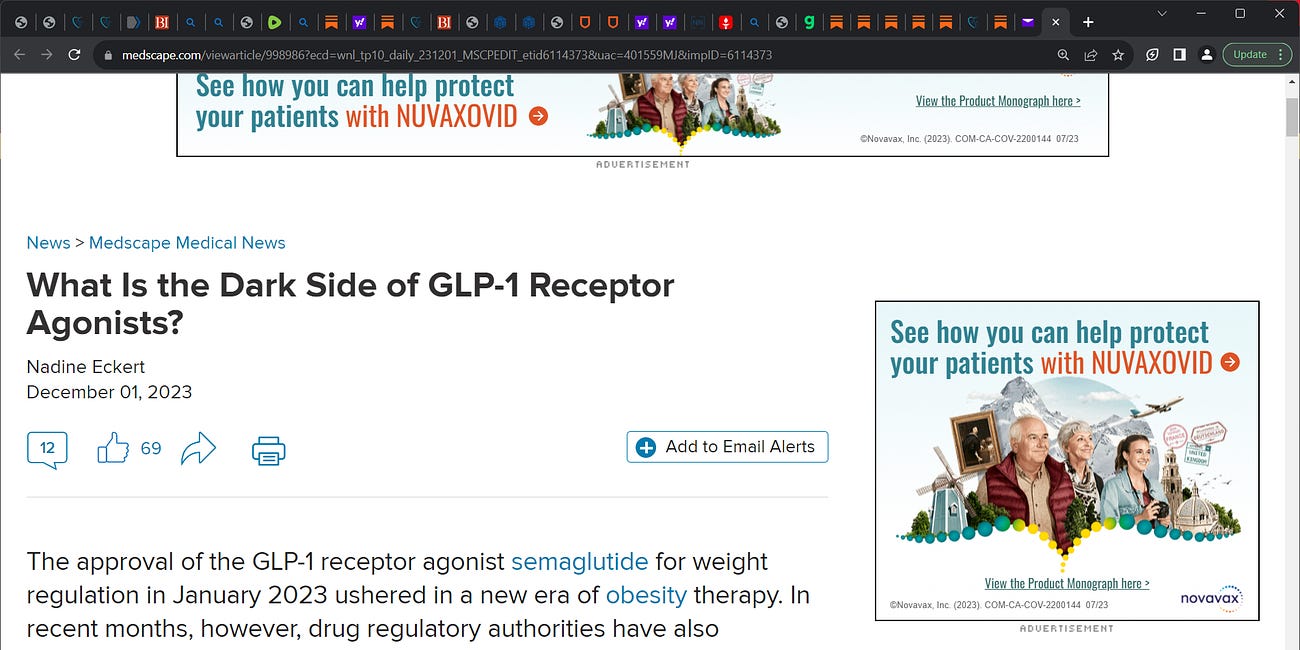 URGENT! the Dark Side of GLP-1 Receptor Agonists such as Ozempic, Wegovy, semaglutide for Diabetes especially now used as a WEIGHT loss drug? (by Nadine Eckert); In recent months, however, drug 