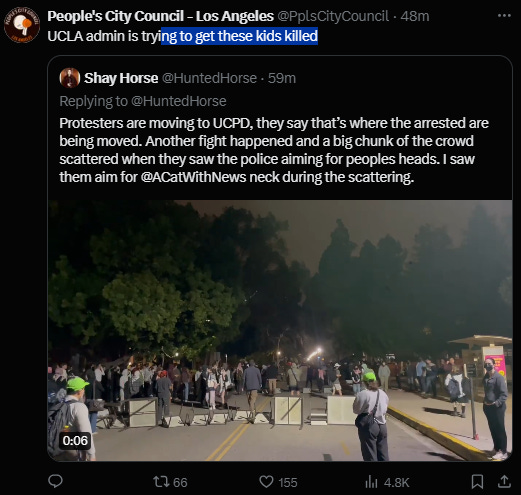 [Breaking] 2nd Time Brutal Sweep UCLA Encampment [1st, Sweep by Neo-Nazis], Days Before Biden Fundraiser in LA