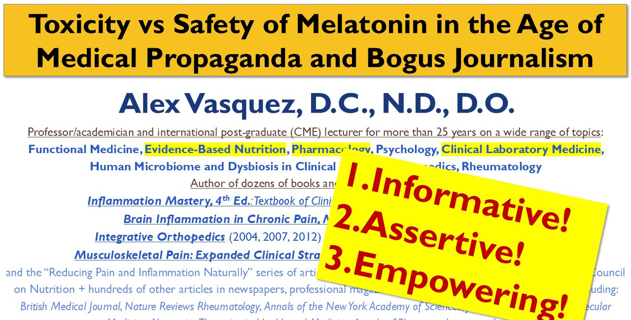 NEW VIDEO coming soon on MELATONIN: please see my eight (8!) previous analyses and videos linked below