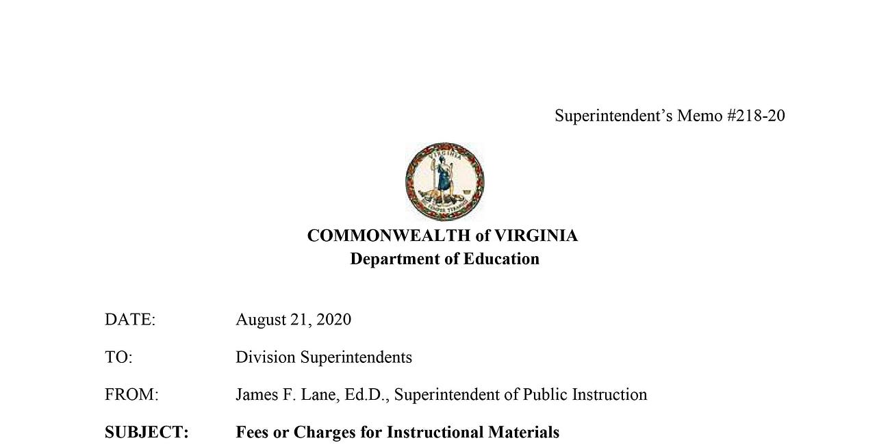 VDOE: School Divisions May Not Charge Students for Computers or Other Devices