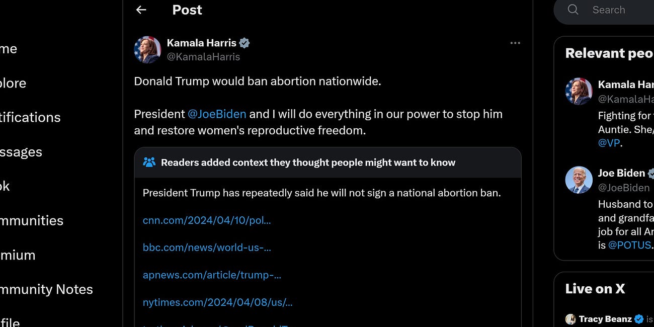 "Donald Trump would ban abortion nationwide"?
