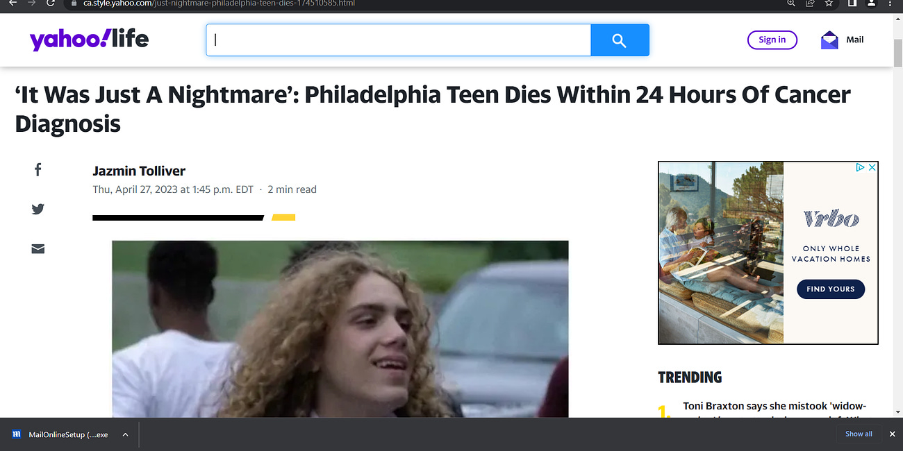 TURBO cancer from the mRNA technology based COVID gene injection vaccine (Moderna, Pfizer): this is what TURBO cancer looks like and does; ‘It Was Just A Nightmare’: 16-year old Philadelphia Teen dies