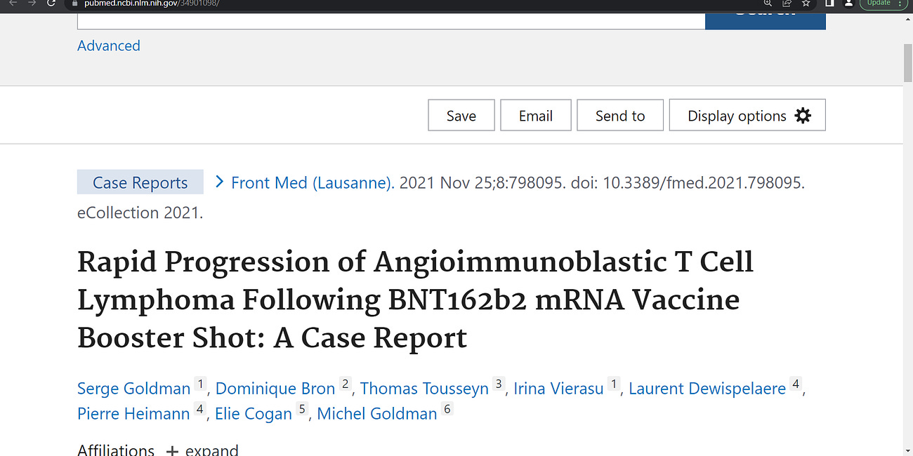 Did Goldman et al. show us aggressive TURBO cancer in report on Rapid Progression of Angioimmunoblastic T Cell Lymphoma Following Pfizer BNT162b2 mRNA technology (Kariko et al.) Vaccine Booster Shot? 