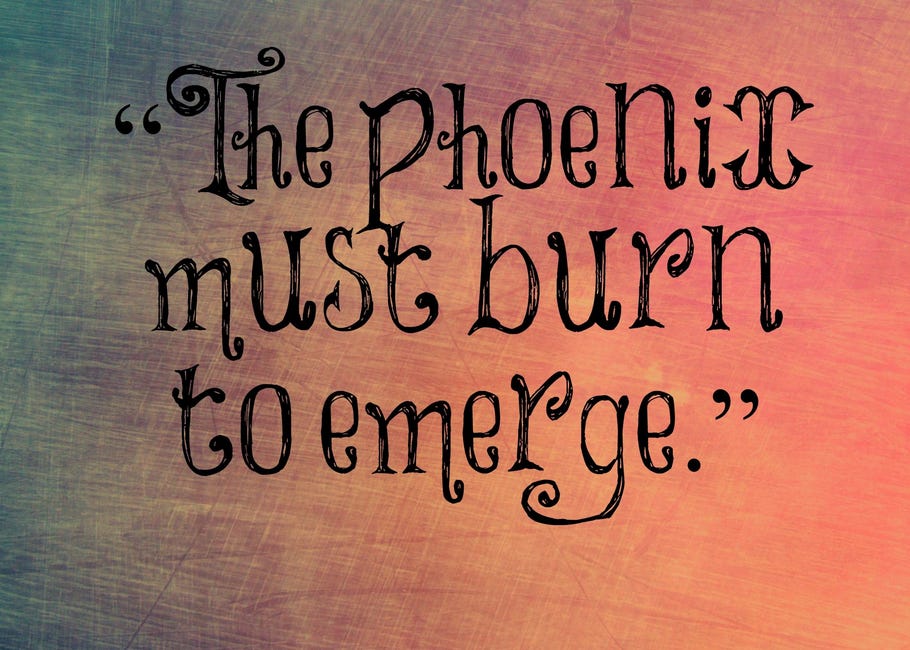 The Phoenix Must Burn To Emerge