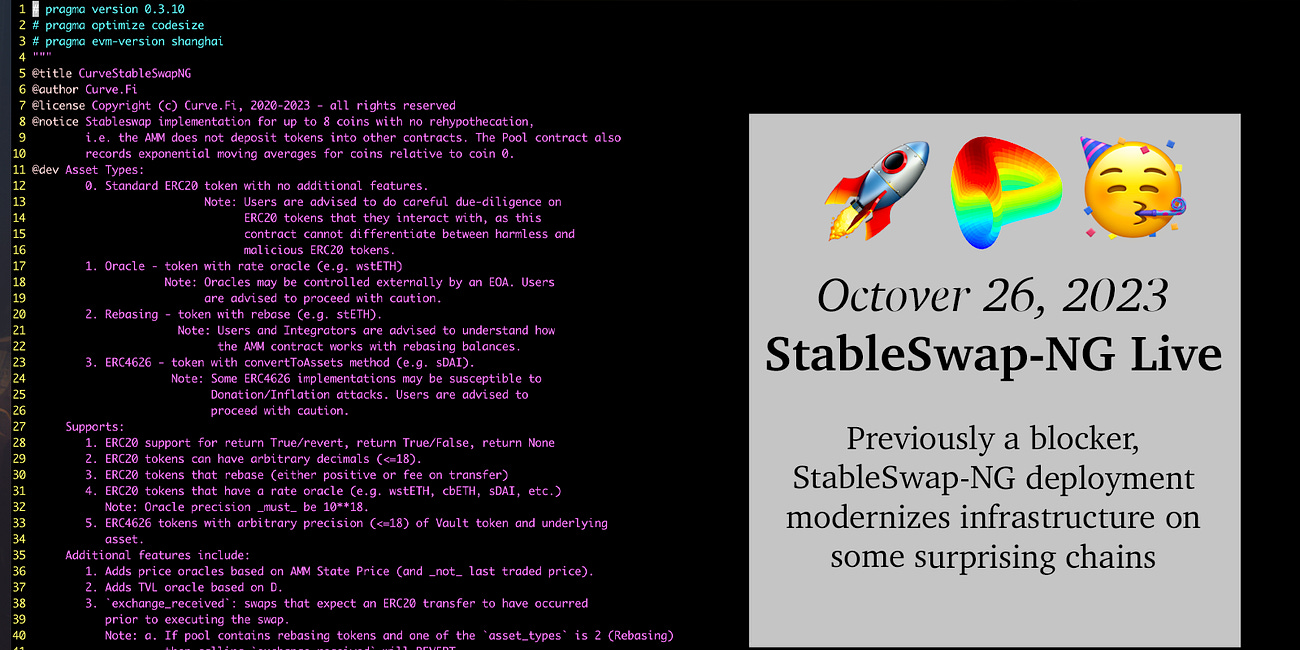 Octover 26, 2023: StableSwap-NG Deployed 🚀🥳