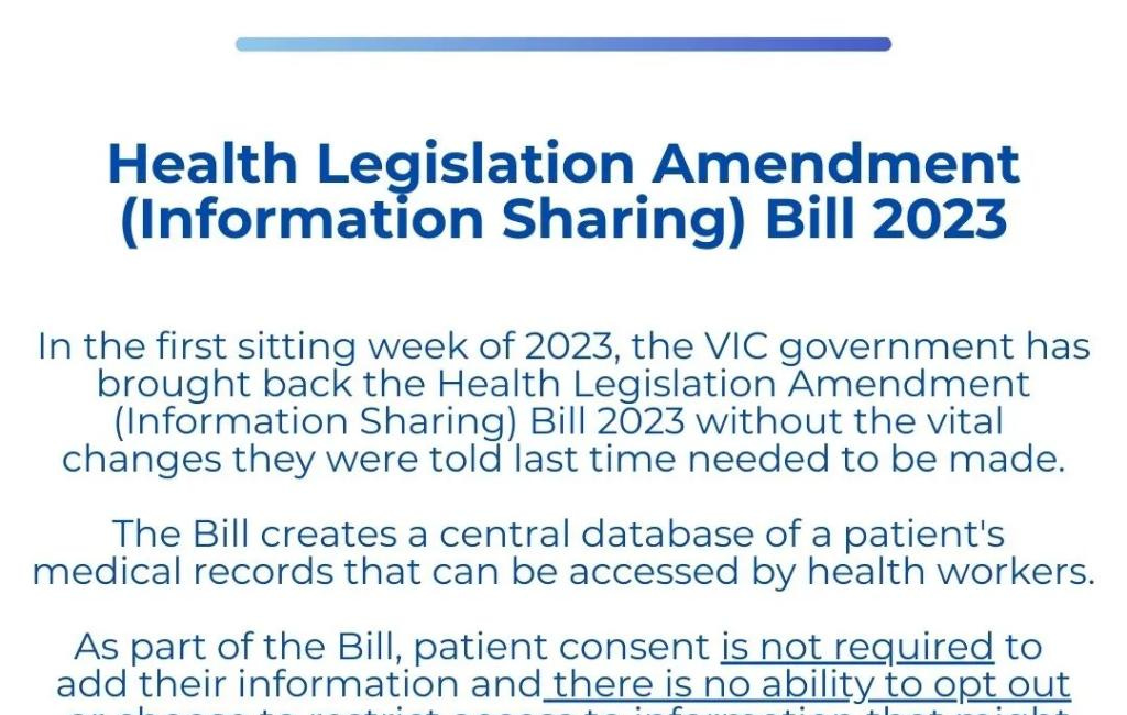 A CENTRALISED MEDICAL DATABASE ON ALL VICTORIANS - No Privacy, No Consent, No Option to Opt-Out 